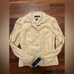 Lauren Ralph Lauren NWT Light Cream Button-Front Linen Blazer